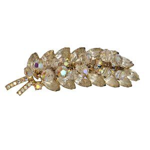 Juliana Delizza & Elster AB Rhinestone Cha Cha Beaded Dangle Leaf Brooch, M862